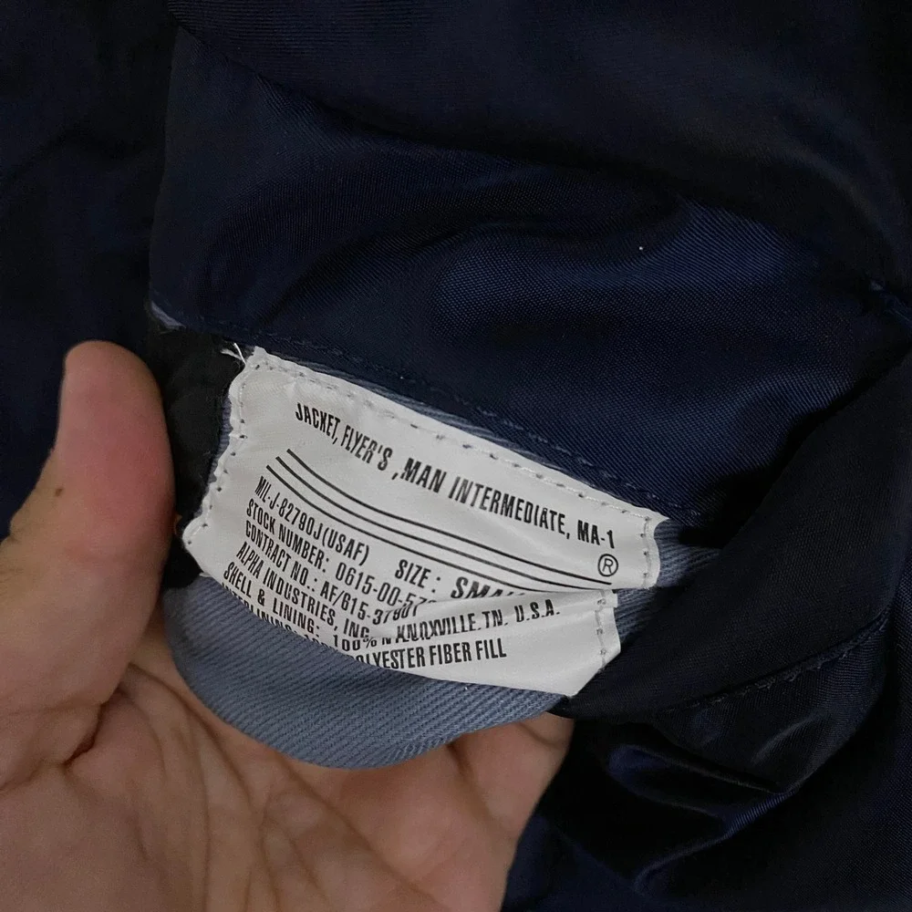 Alpha Industries MA-1 Intermediate Flyers Jacket sz Small Navy Reversible Bomber